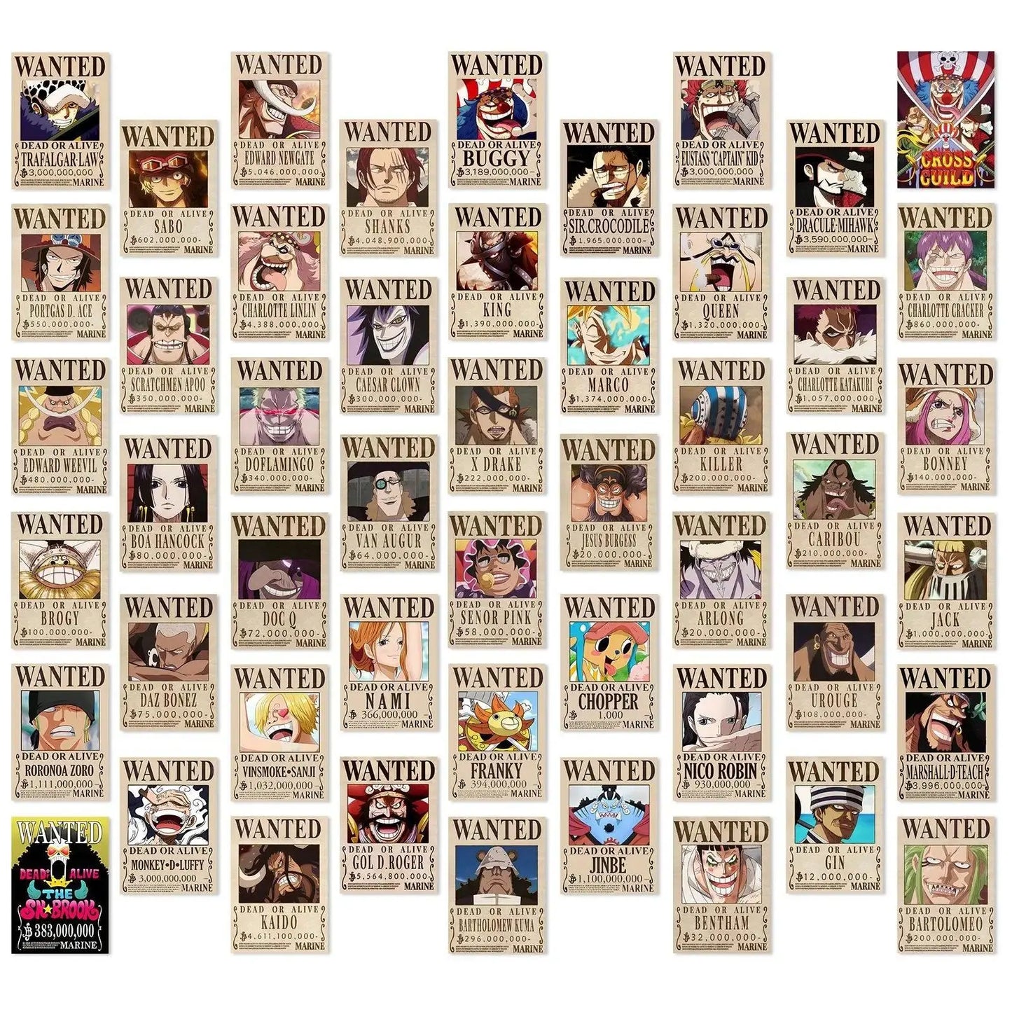 10/50Pcs Wanted Poster One Piece Anime Stickers - Persona Heaven